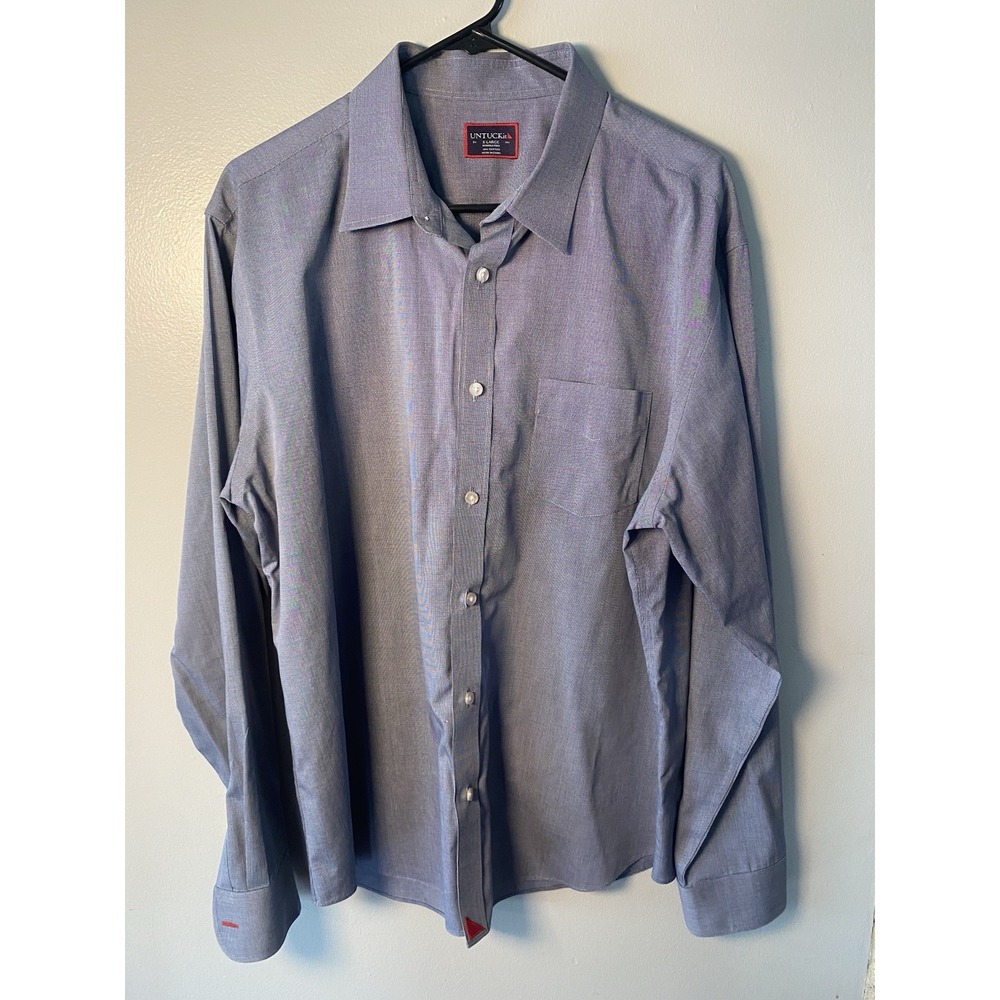 UNTUCKit Wrinkle Free Shirt Mens XL Blue Cotton Button Down Modern Minimal